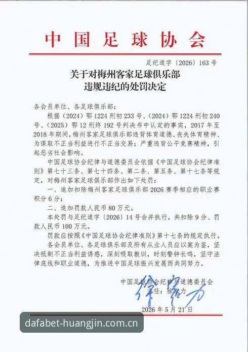 dafabet官方入口 中国足协第三批禁足名单最新动态:65人受罚彰显行业整顿决心